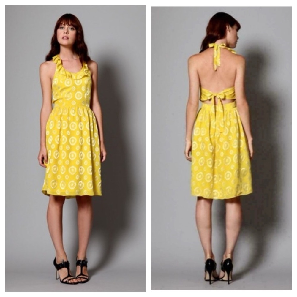 Lauren Moffatt for Anthropologie Silk Halter Summer Dress size 4 small